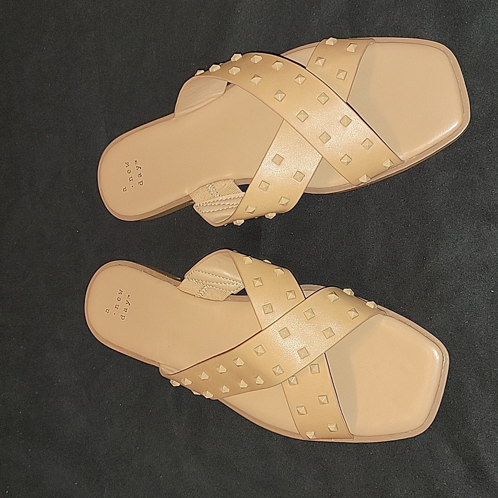 Nude studded sandals